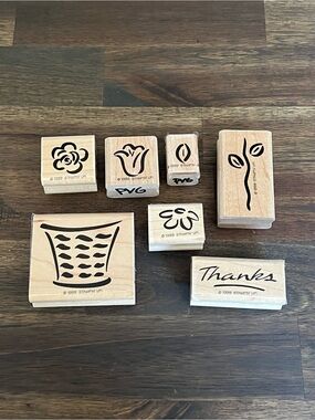 Stampin' Up! Two-Step Stampin’ Basket of Blossoms Stamp Set, Wood Mount, Retired